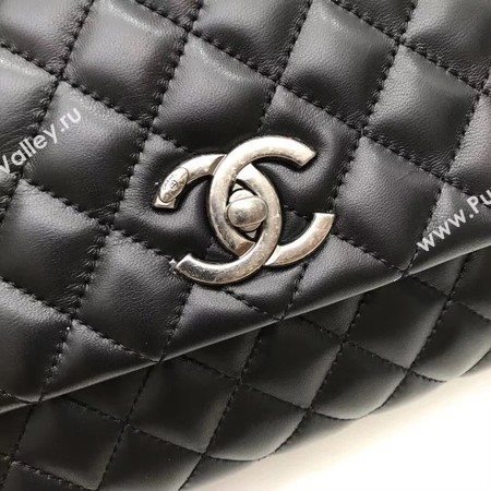 Chanel Classic Red Top Handle Bag Original Leather A92991 Black