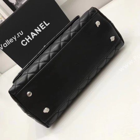 Chanel Classic Red Top Handle Bag Original Leather A92991 Black