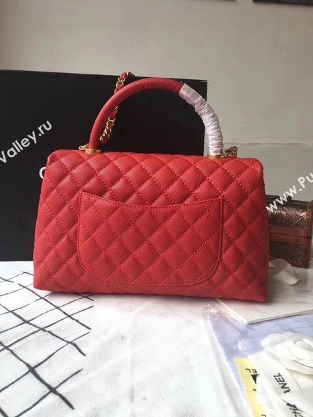 Chanel Classic Red Top Handle Bag Red Original Leather A92292 Gold