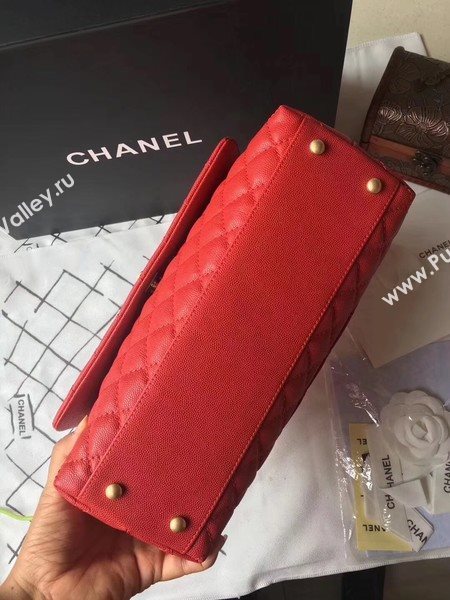 Chanel Classic Red Top Handle Bag Red Original Leather A92292 Gold