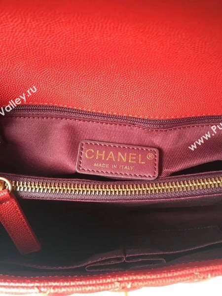 Chanel Classic Red Top Handle Bag Red Original Leather A92292 Gold