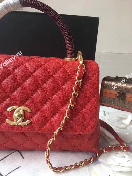 Chanel Classic Wine Top Handle Bag Red Original Leather A92292 Gold