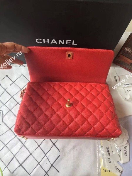 Chanel Classic Wine Top Handle Bag Red Original Leather A92292 Gold