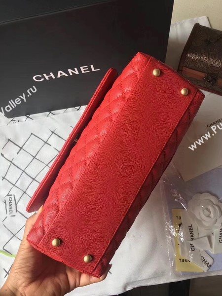 Chanel Classic Wine Top Handle Bag Red Original Leather A92292 Gold