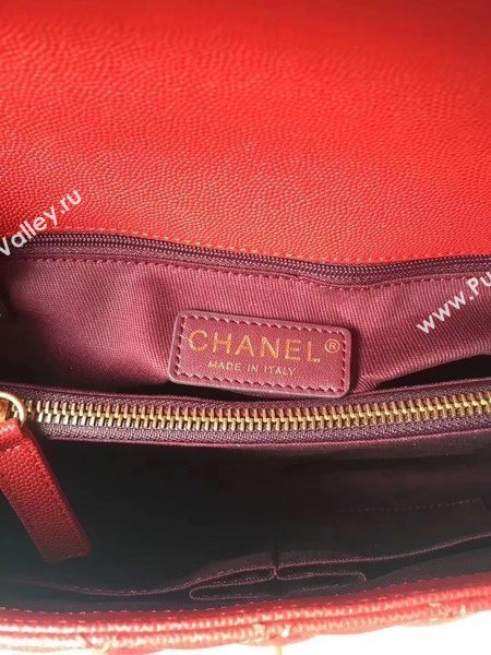 Chanel Classic Wine Top Handle Bag Red Original Leather A92292 Gold