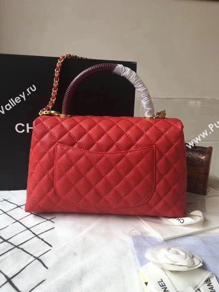 Chanel Classic Wine Top Handle Bag Red Original Leather A92292 Gold