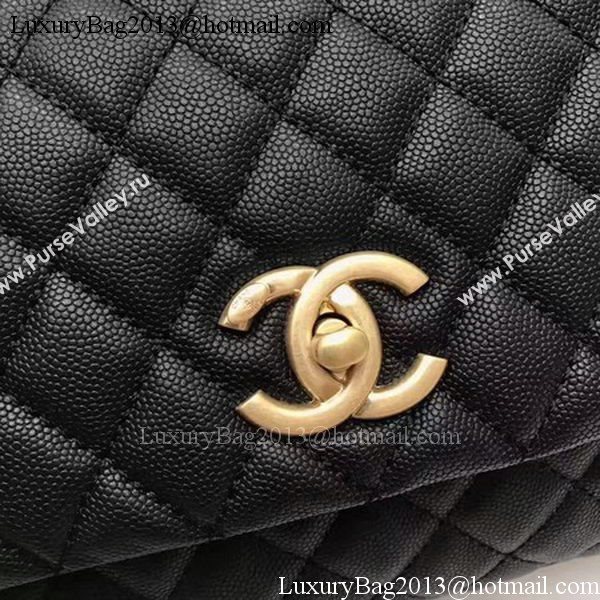 Chanel Classic Top Handle Bag Black Sheepskin Leather A92991 Silver