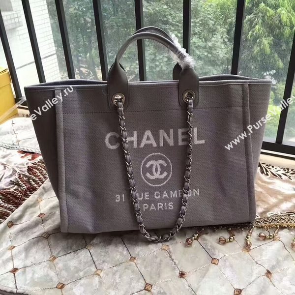 Chanel Deauville Tote Bag Original Canvas Leather A68047-11