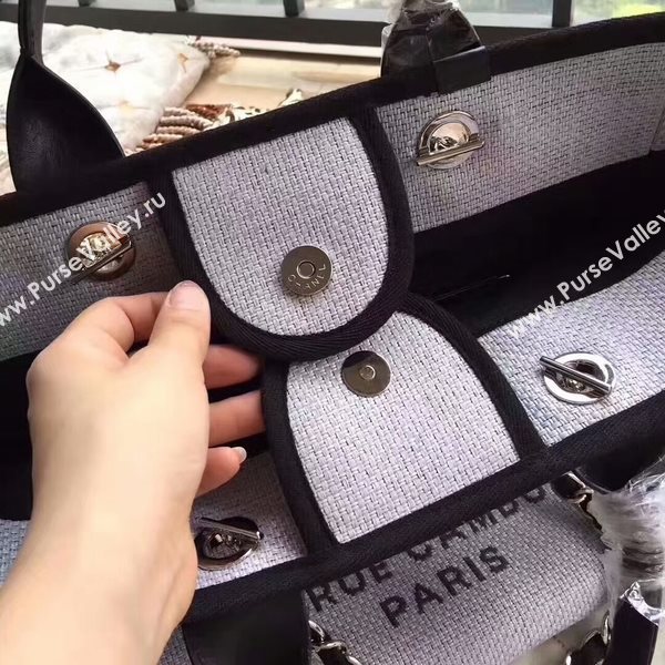 Chanel Deauville Tote Bag Original Canvas Leather A68047-12