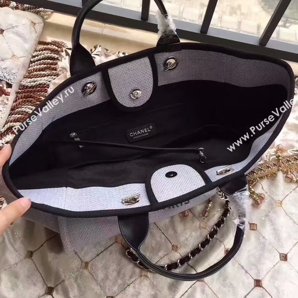 Chanel Deauville Tote Bag Original Canvas Leather A68047-12