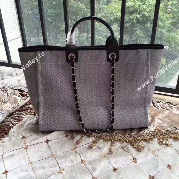 Chanel Deauville Tote Bag Original Canvas Leather A68047-12