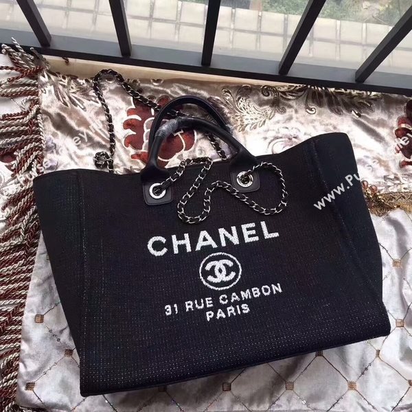 Chanel Deauville Tote Bag Original Canvas Leather A68047-13