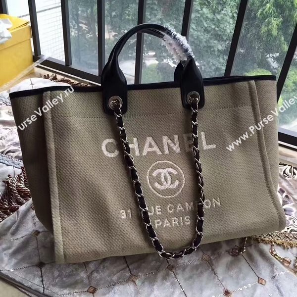 Chanel Deauville Tote Bag Original Canvas Leather A68047-14