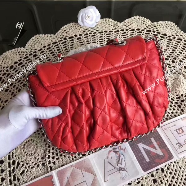 Chanel Falp Shoulder Bag Sheepskin Leather 8006A Red