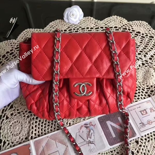 Chanel Falp Shoulder Bag Sheepskin Leather 8006A Red