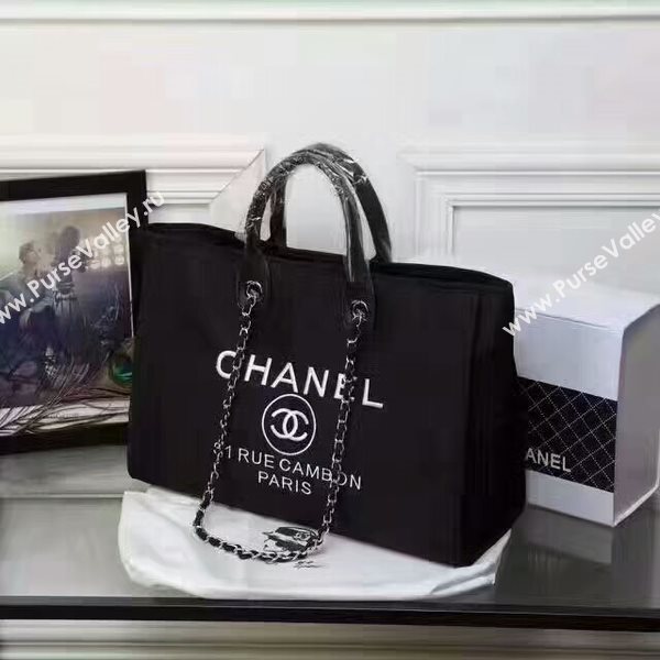 Chanel Large Canvas Tote Shopping Bag CNA1679 Black