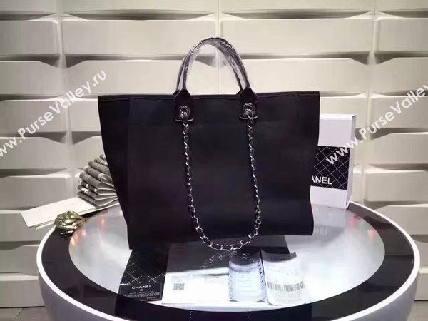 Chanel Large Canvas Tote Shopping Bag CNA1679 Black