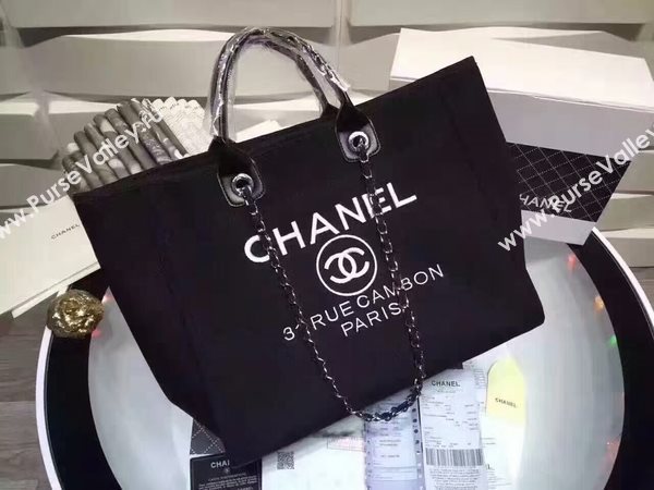 Chanel Large Canvas Tote Shopping Bag CNA1679 Black