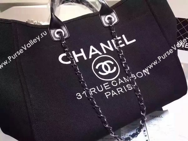 Chanel Large Canvas Tote Shopping Bag CNA1679 Black