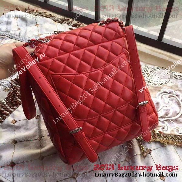 Chanel Sheepskin Leather Backpack A91121 Red