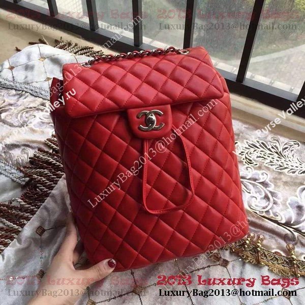 Chanel Sheepskin Leather Backpack A91121 Red