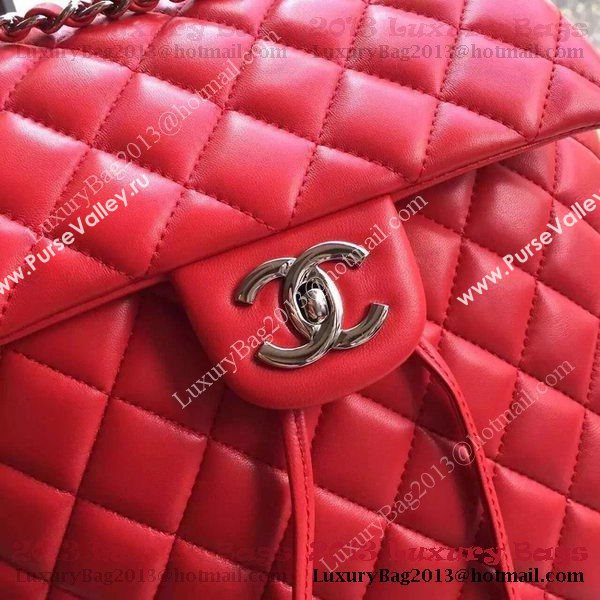 Chanel Sheepskin Leather Backpack A91121 Red