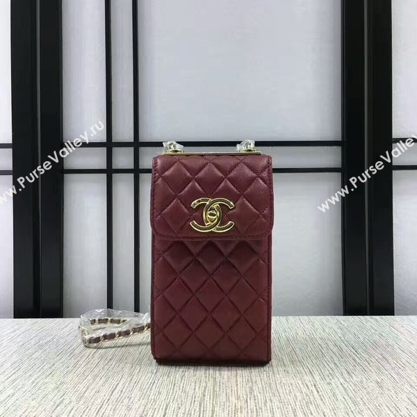 Chanel Sheepskin Leather Shoulder Bag 84074 Dark Red