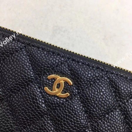Chanel Shoulder Bag Black Cannage Pattern Leather CHA6845 Gold