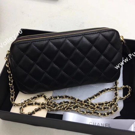 Chanel Shoulder Bag Black Sheepskin Leather CHA6845 Gold