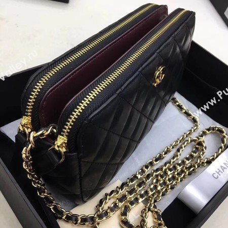Chanel Shoulder Bag Black Sheepskin Leather CHA6845 Gold