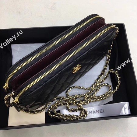 Chanel Shoulder Bag Black Sheepskin Leather CHA6845 Gold
