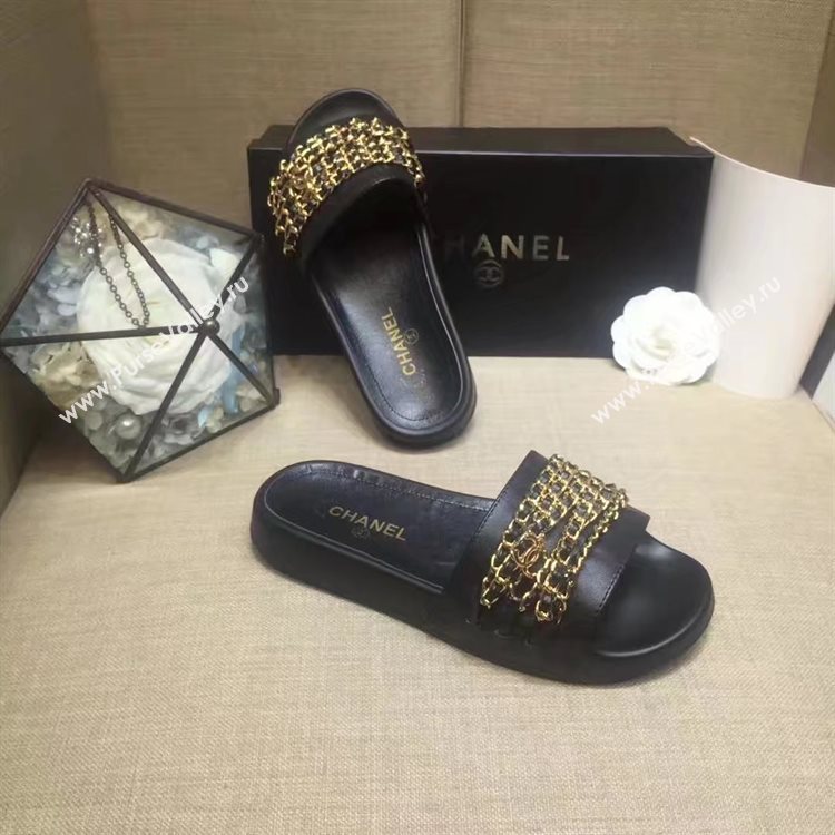 Chanel Slipper Leather CH2149 Black