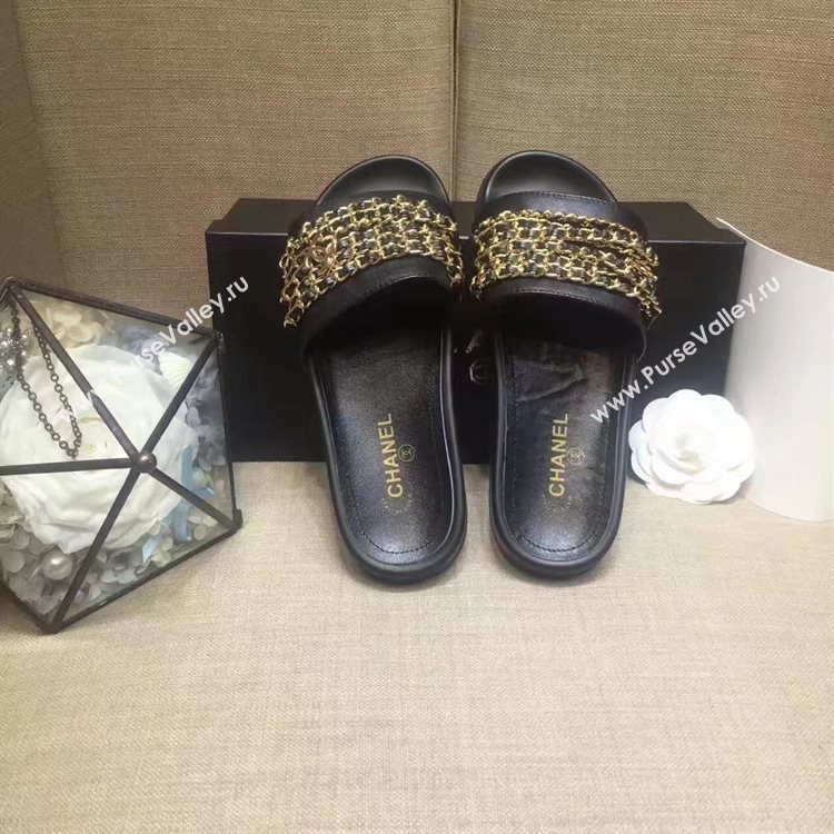 Chanel Slipper Leather CH2149 Black