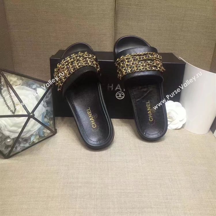 Chanel Slipper Leather CH2149 Black