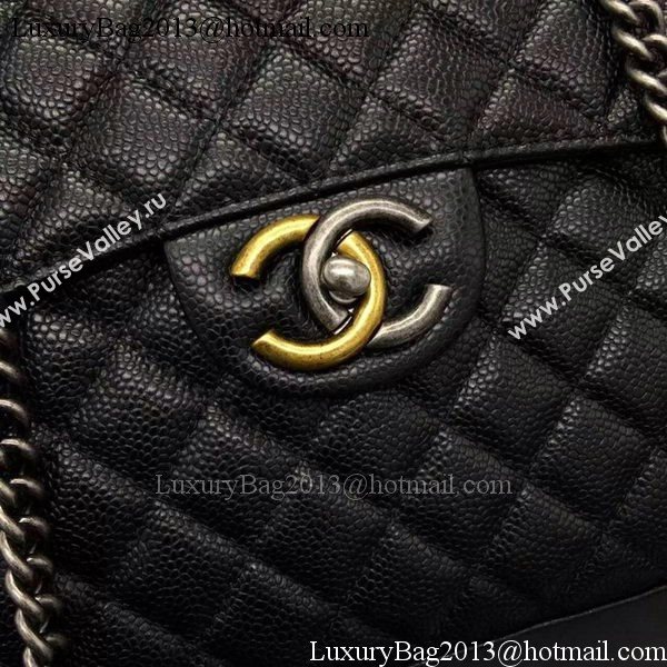 Chanel Tote Shopper Bag Sheepskin Leather A6689 Black