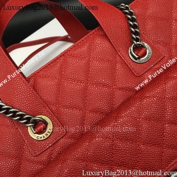 Chanel Tote Shopper Bag Sheepskin Leather A6689 Red