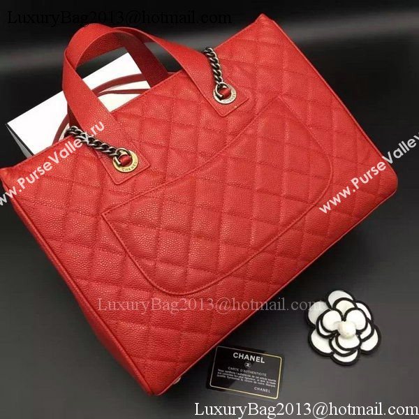 Chanel Tote Shopper Bag Sheepskin Leather A6689 Red