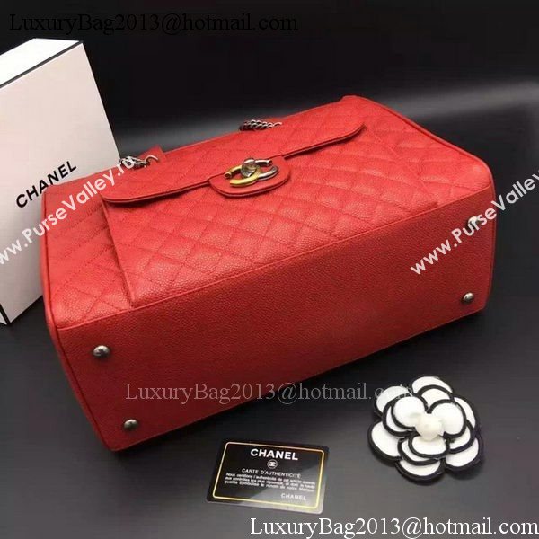 Chanel Tote Shopper Bag Sheepskin Leather A6689 Red