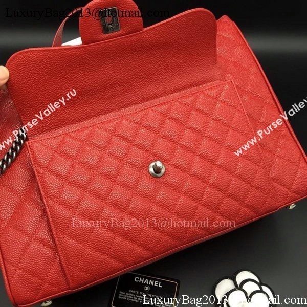 Chanel Tote Shopper Bag Sheepskin Leather A6689 Red