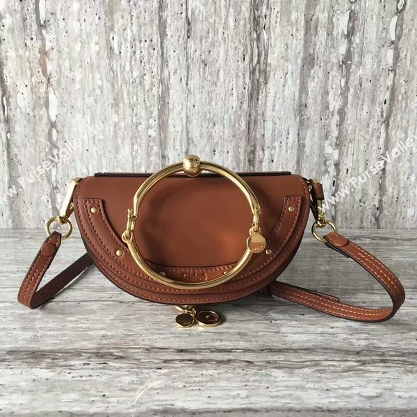Chloe Nile Calf Leather Shoulder Bag A03372 Brown