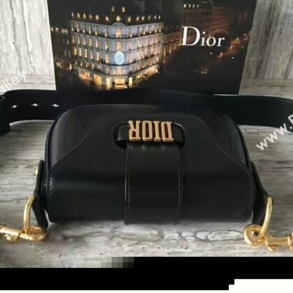 Christin Dior Calfskin Leather Shoulder Bag A0651 Black