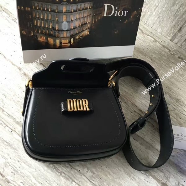 Christin Dior Calfskin Leather Shoulder Bag A0651 Black