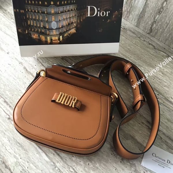 Christin Dior Calfskin Leather Shoulder Bag A0651 Brown