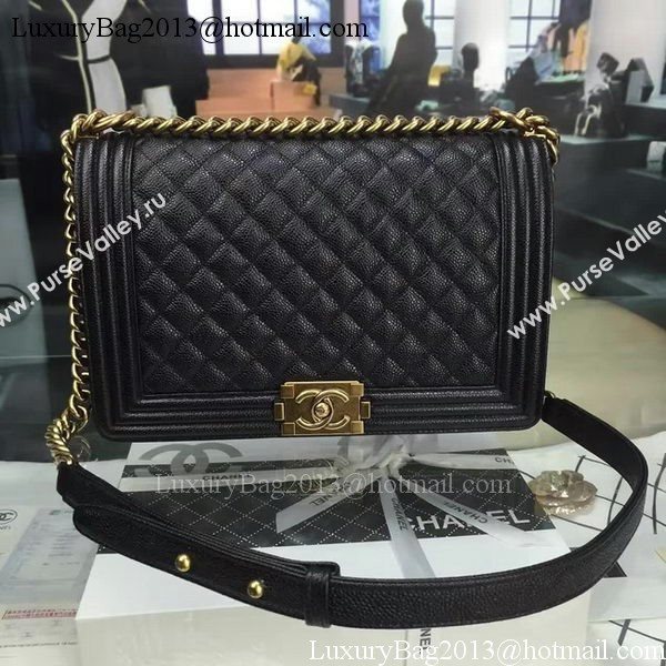 Boy Chanel Flap Bags Original Black Cannage Pattern A67088 Gold