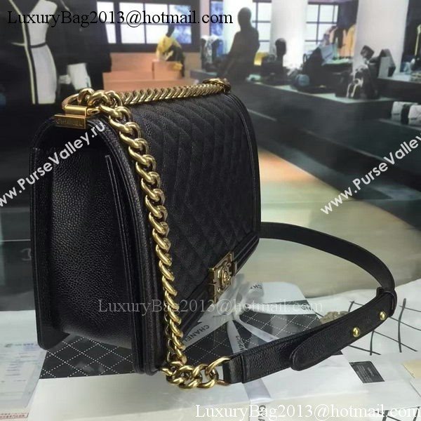 Boy Chanel Flap Bags Original Black Cannage Pattern A67088 Gold