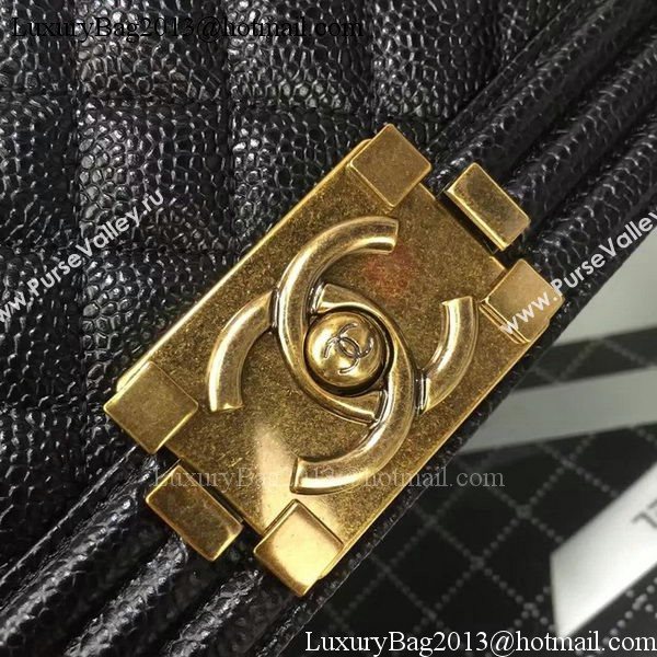 Boy Chanel Flap Bags Original Black Cannage Pattern A67088 Gold