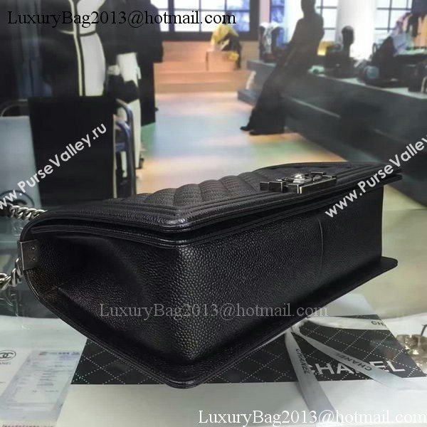 Boy Chanel Flap Bags Original Black Cannage Pattern A67088 Silver