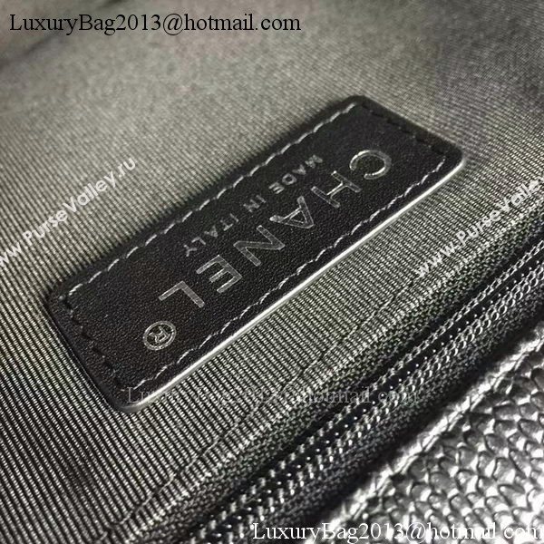Boy Chanel Flap Bags Original Black Cannage Pattern A67088 Silver