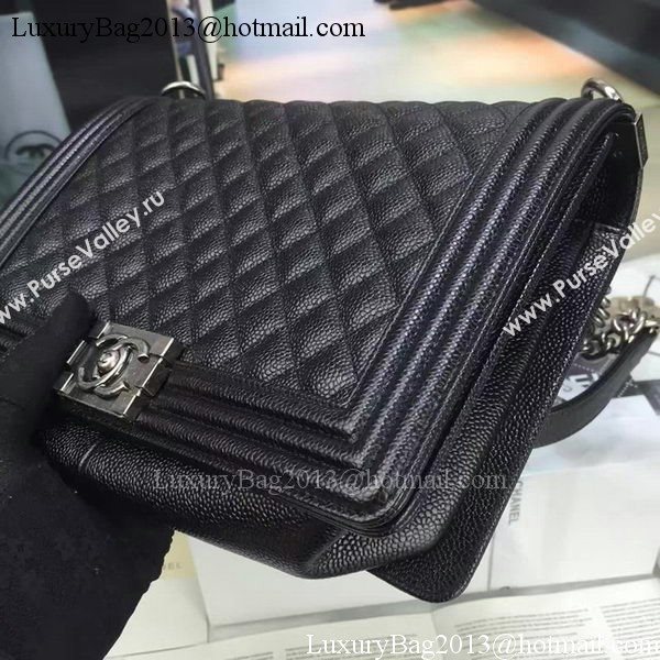 Boy Chanel Flap Bags Original Black Cannage Pattern A67088 Silver