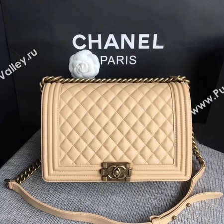 Boy Chanel Flap Bags Original Sheepskin Leather A67088 Apricot